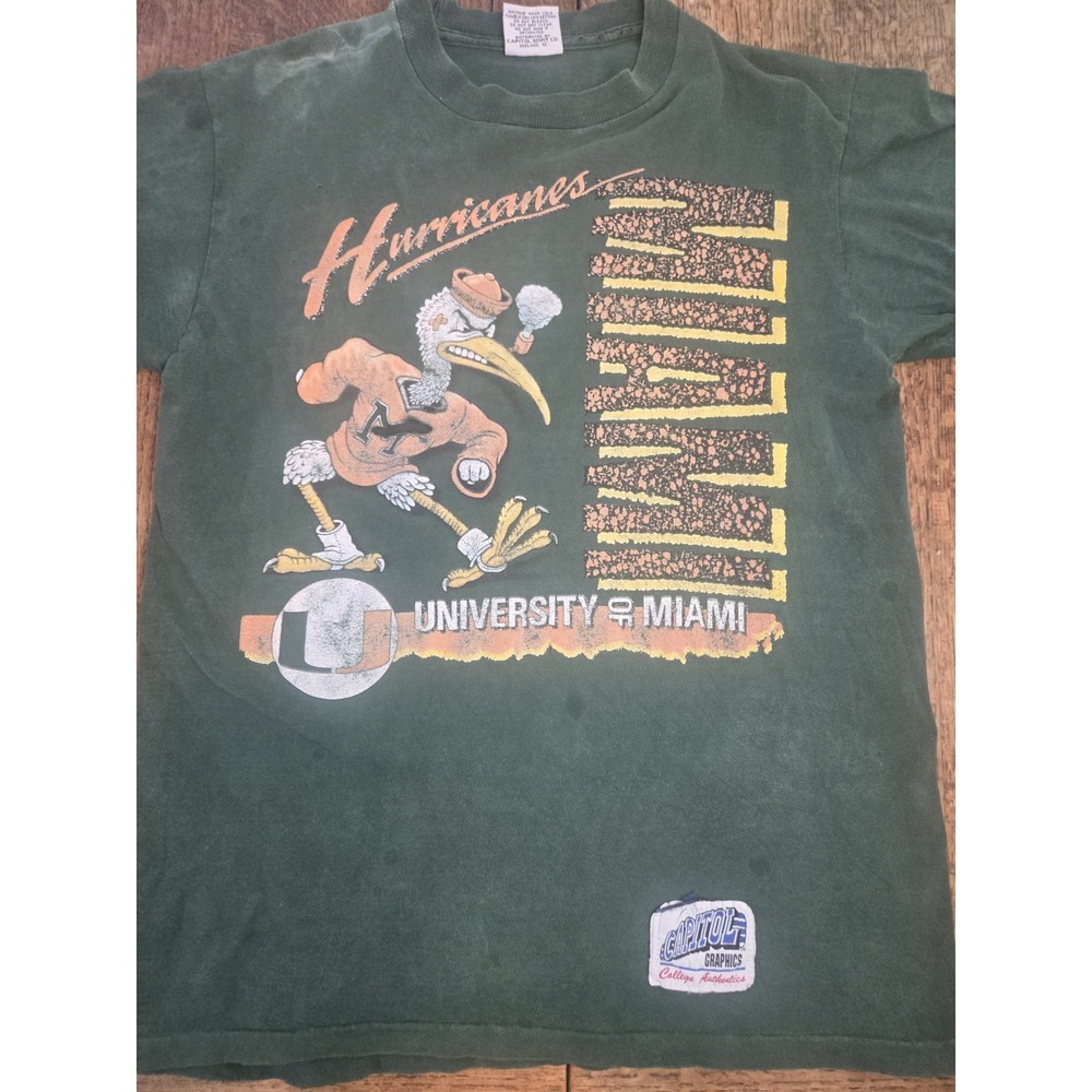 Vintage 90s Miam Hurricanes T-shirt Single stitch Thrashed 2 live crew size lg